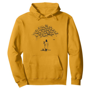 Jesus The Good Shepherd Minimalist Christian Hoodie Sheep Flock Faith Spiritual Inspirational Gift TS02 Gold Print Your Wear
