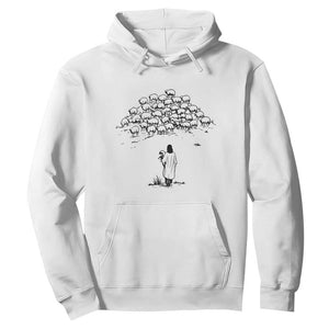 Jesus The Good Shepherd Minimalist Christian Hoodie Sheep Flock Faith Spiritual Inspirational Gift TS02 White Print Your Wear