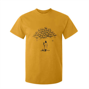 Jesus The Good Shepherd Minimalist Christian T Shirt For Kid Sheep Flock Faith Spiritual Inspirational Gift TS02 Gold Print Your Wear