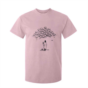Jesus The Good Shepherd Minimalist Christian T Shirt For Kid Sheep Flock Faith Spiritual Inspirational Gift TS02 Light Pink Print Your Wear