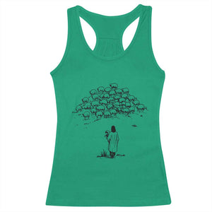 Jesus The Good Shepherd Minimalist Christian Racerback Tank Top Sheep Flock Faith Spiritual Inspirational Gift TS02 Irish Green Print Your Wear
