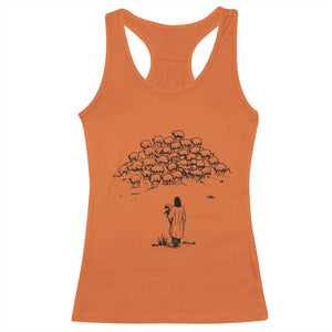 Jesus The Good Shepherd Minimalist Christian Racerback Tank Top Sheep Flock Faith Spiritual Inspirational Gift TS02 Orange Print Your Wear
