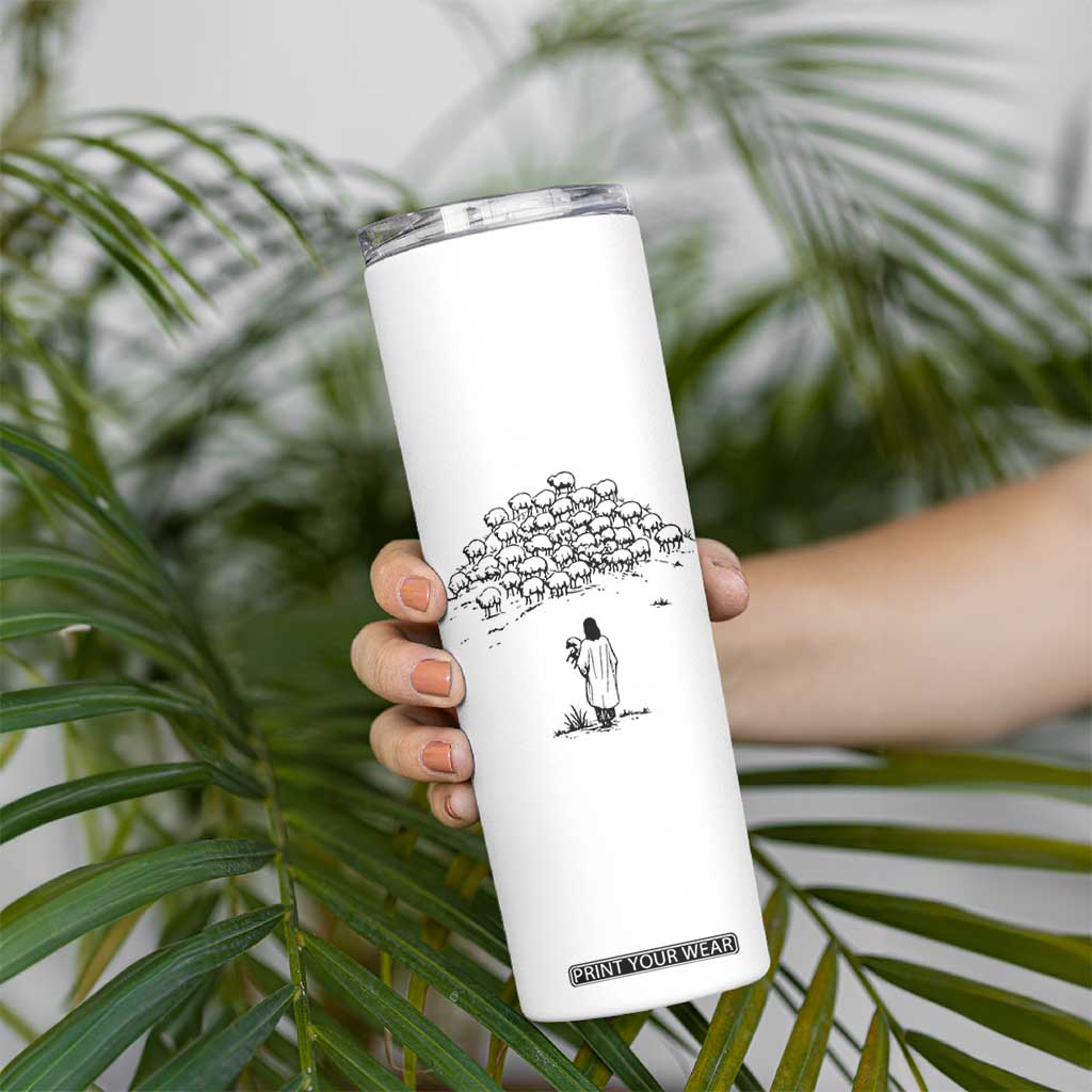 Jesus The Good Shepherd Minimalist Christian Skinny Tumbler Sheep Flock Faith Spiritual Inspirational Gift TS02 Print Your Wear