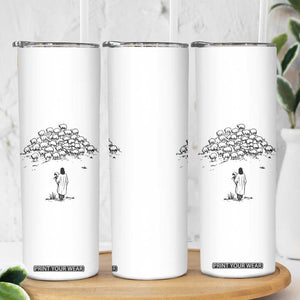 Jesus The Good Shepherd Minimalist Christian Skinny Tumbler Sheep Flock Faith Spiritual Inspirational Gift TS02 Print Your Wear