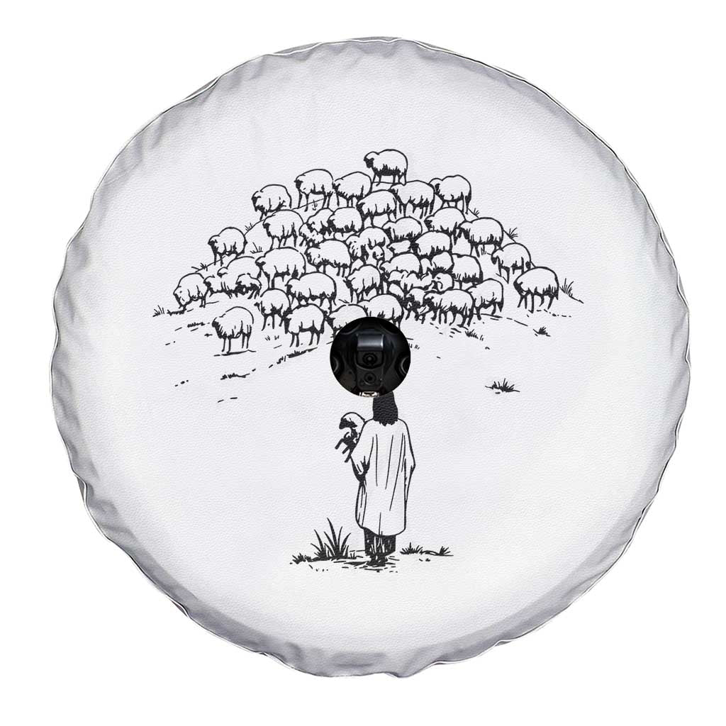 Jesus The Good Shepherd Minimalist Christian Spare Tire Cover Sheep Flock Faith Spiritual Inspirational Gift TS02 Print Your Wear