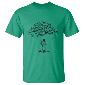 Jesus The Good Shepherd Minimalist Christian T Shirt Sheep Flock Faith Spiritual Inspirational Gift TS02 Irish Green Print Your Wear