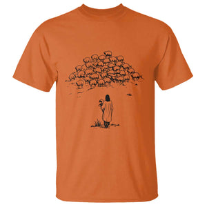 Jesus The Good Shepherd Minimalist Christian T Shirt Sheep Flock Faith Spiritual Inspirational Gift TS02 Orange Print Your Wear