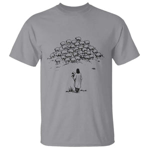 Jesus The Good Shepherd Minimalist Christian T Shirt Sheep Flock Faith Spiritual Inspirational Gift TS02 Sport Gray Print Your Wear