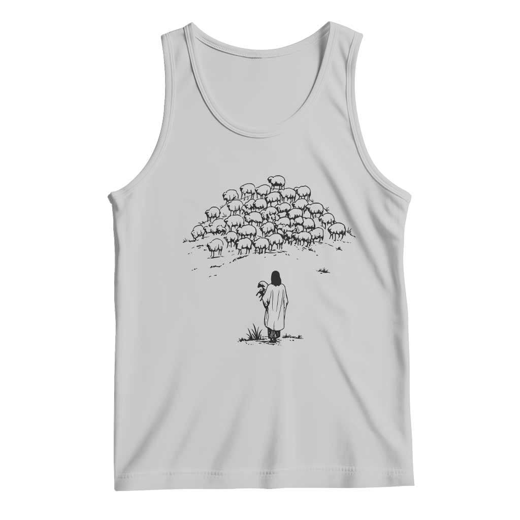 Jesus The Good Shepherd Minimalist Christian Tank Top Sheep Flock Faith Spiritual Inspirational Gift TS02 Ash Print Your Wear