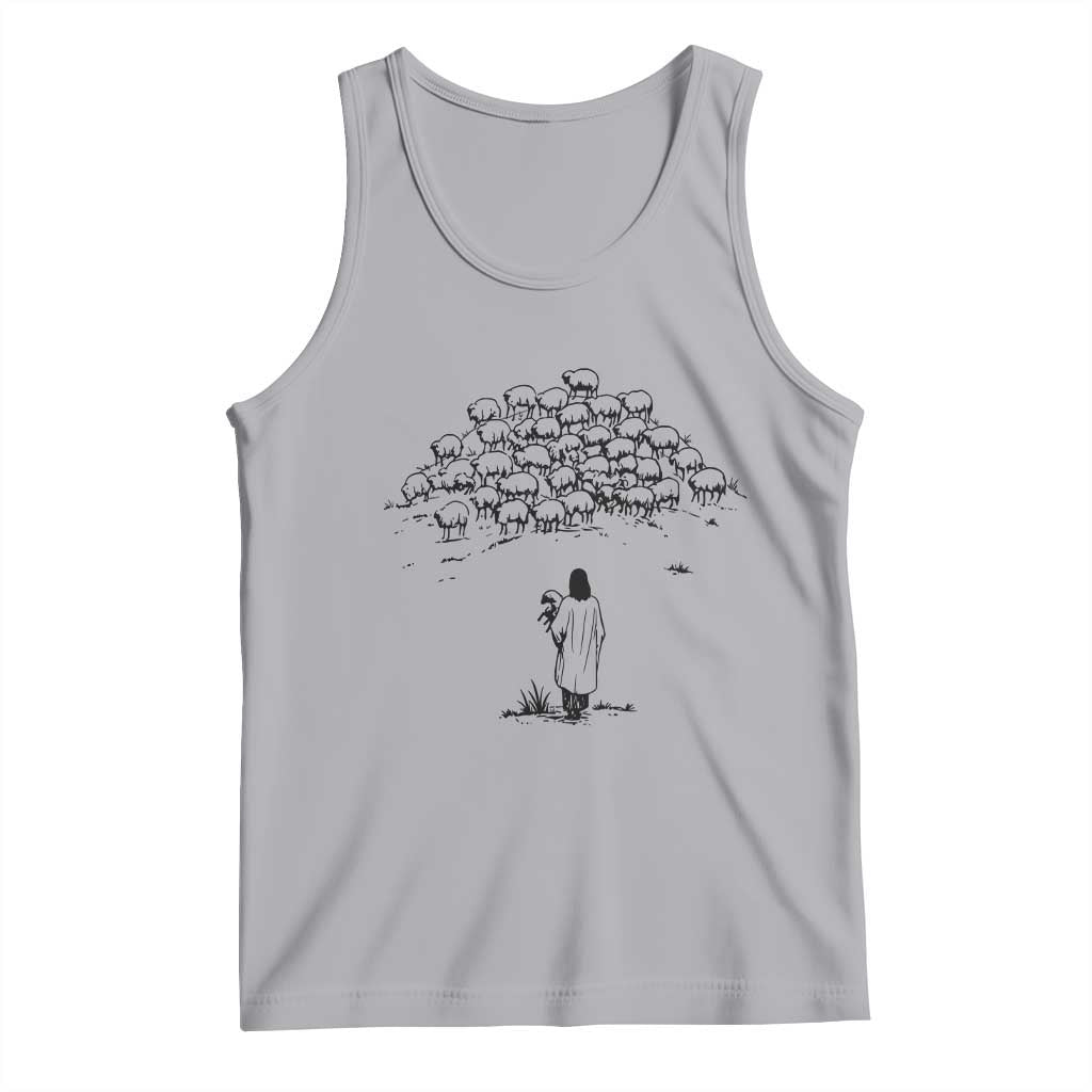 Jesus The Good Shepherd Minimalist Christian Tank Top Sheep Flock Faith Spiritual Inspirational Gift TS02 Athletic Heather Print Your Wear