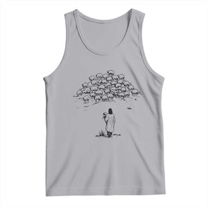 Jesus The Good Shepherd Minimalist Christian Tank Top Sheep Flock Faith Spiritual Inspirational Gift TS02 Athletic Heather Print Your Wear