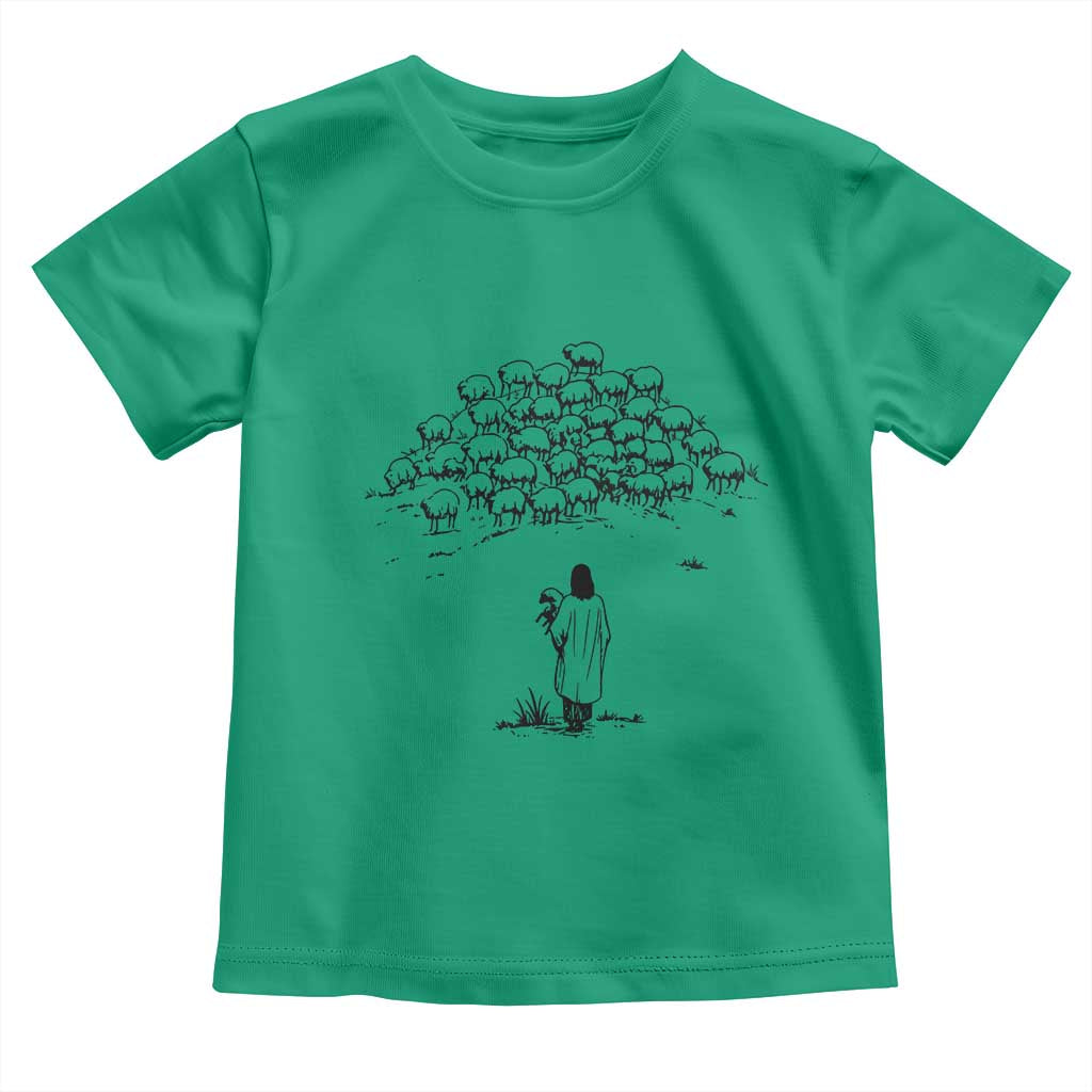 Jesus The Good Shepherd Minimalist Christian Toddler T Shirt Sheep Flock Faith Spiritual Inspirational Gift TS02 Irish Green Print Your Wear