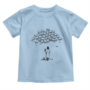 Jesus The Good Shepherd Minimalist Christian Toddler T Shirt Sheep Flock Faith Spiritual Inspirational Gift TS02 Light Blue Print Your Wear