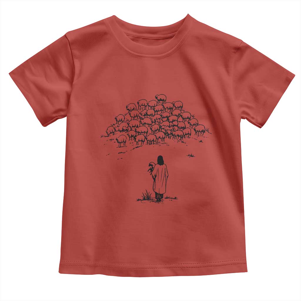 Jesus The Good Shepherd Minimalist Christian Toddler T Shirt Sheep Flock Faith Spiritual Inspirational Gift TS02 Red Print Your Wear