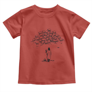 Jesus The Good Shepherd Minimalist Christian Toddler T Shirt Sheep Flock Faith Spiritual Inspirational Gift TS02 Red Print Your Wear