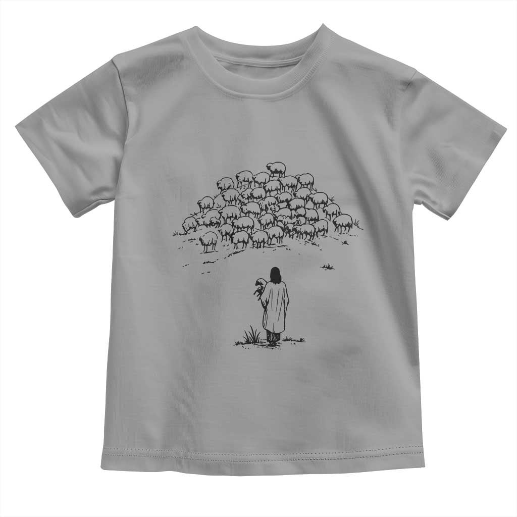Jesus The Good Shepherd Minimalist Christian Toddler T Shirt Sheep Flock Faith Spiritual Inspirational Gift TS02 Sport Gray Print Your Wear