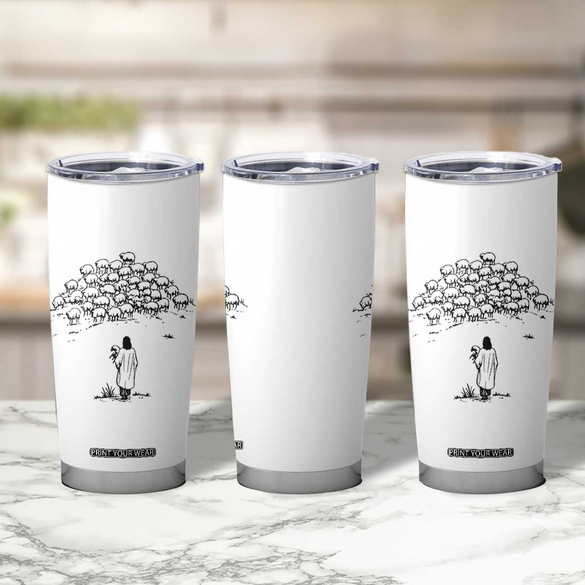 Jesus The Good Shepherd Minimalist Christian Tumbler Cup Sheep Flock Faith Spiritual Inspirational Gift TS02 Print Your Wear