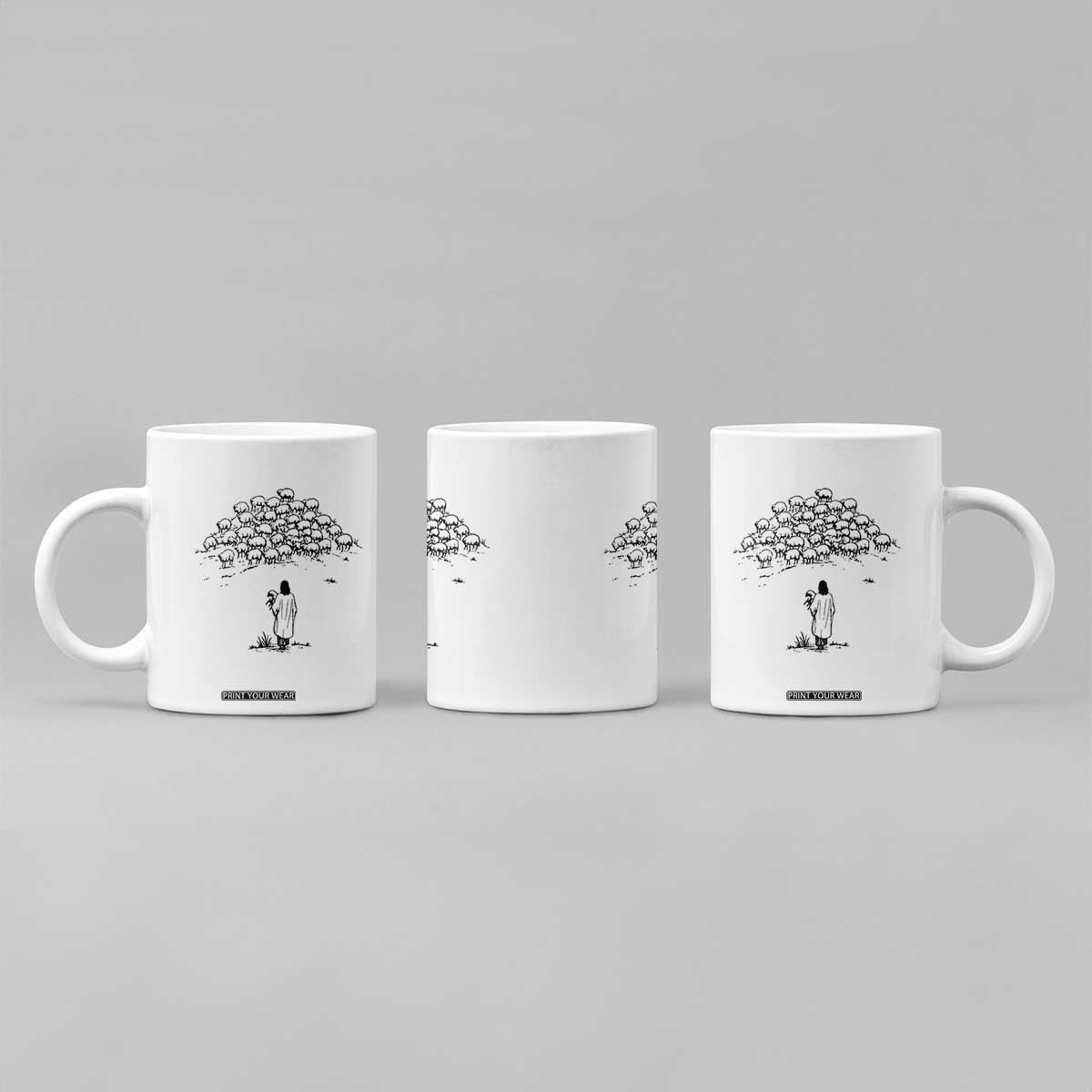 Jesus The Good Shepherd Minimalist Christian Coffee Mug Sheep Flock Faith Spiritual Inspirational Gift TS02 Print Your Wear