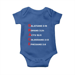 GRACE Christian Scripture Acronym Baby Onesie Bible Verses Galatians Romans Acts Colossians Ephesians Faith Message Gift TS02 Royal Blue Print Your Wear