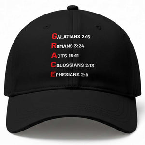GRACE Christian Scripture Acronym Baseball Cap Bible Verses Galatians Romans Acts Colossians Ephesians Faith Message Gift TS02 Print Your Wear