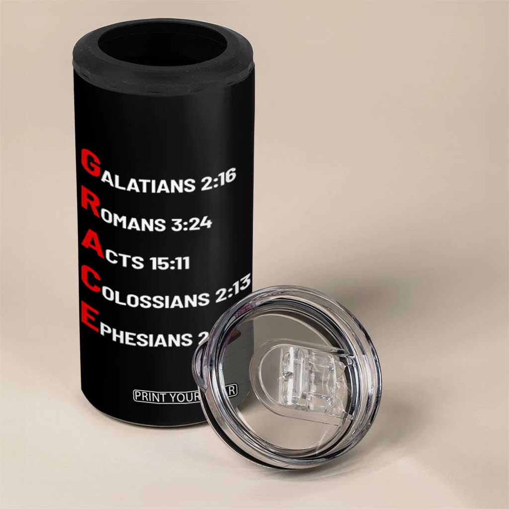 GRACE Christian Scripture Acronym 4 in 1 Can Cooler Tumbler Bible Verses Galatians Romans Acts Colossians Ephesians Faith Message Gift TS02 Print Your Wear