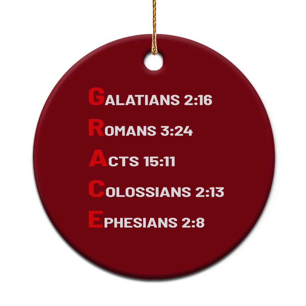 GRACE Christian Scripture Acronym Ceramic Ornament Bible Verses Galatians Romans Acts Colossians Ephesians Faith Message Gift TS02 1pc Red Print Your Wear