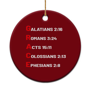 GRACE Christian Scripture Acronym Ceramic Ornament Bible Verses Galatians Romans Acts Colossians Ephesians Faith Message Gift TS02 1pc Red Print Your Wear