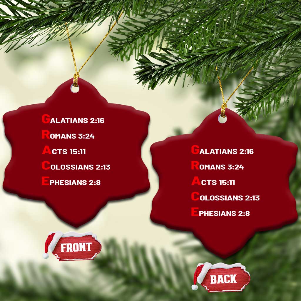 GRACE Christian Scripture Acronym Ceramic Ornament Bible Verses Galatians Romans Acts Colossians Ephesians Faith Message Gift TS02 Print Your Wear