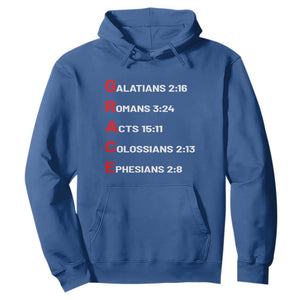GRACE Christian Scripture Acronym Hoodie Bible Verses Galatians Romans Acts Colossians Ephesians Faith Message Gift TS02 Royal Blue Print Your Wear