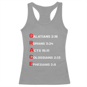 GRACE Christian Scripture Acronym Racerback Tank Top Bible Verses Galatians Romans Acts Colossians Ephesians Faith Message Gift TS02 Sport Gray Print Your Wear