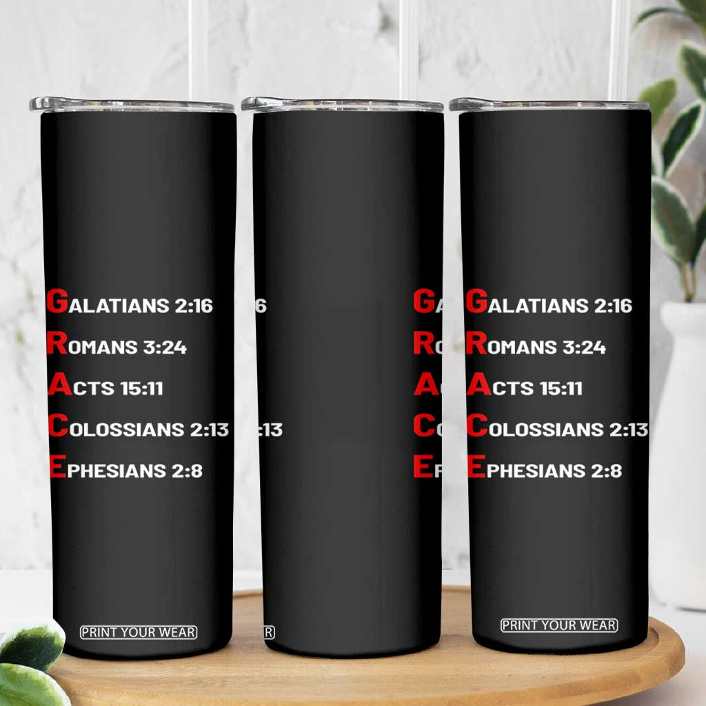 GRACE Christian Scripture Acronym Skinny Tumbler Bible Verses Galatians Romans Acts Colossians Ephesians Faith Message Gift TS02 Print Your Wear