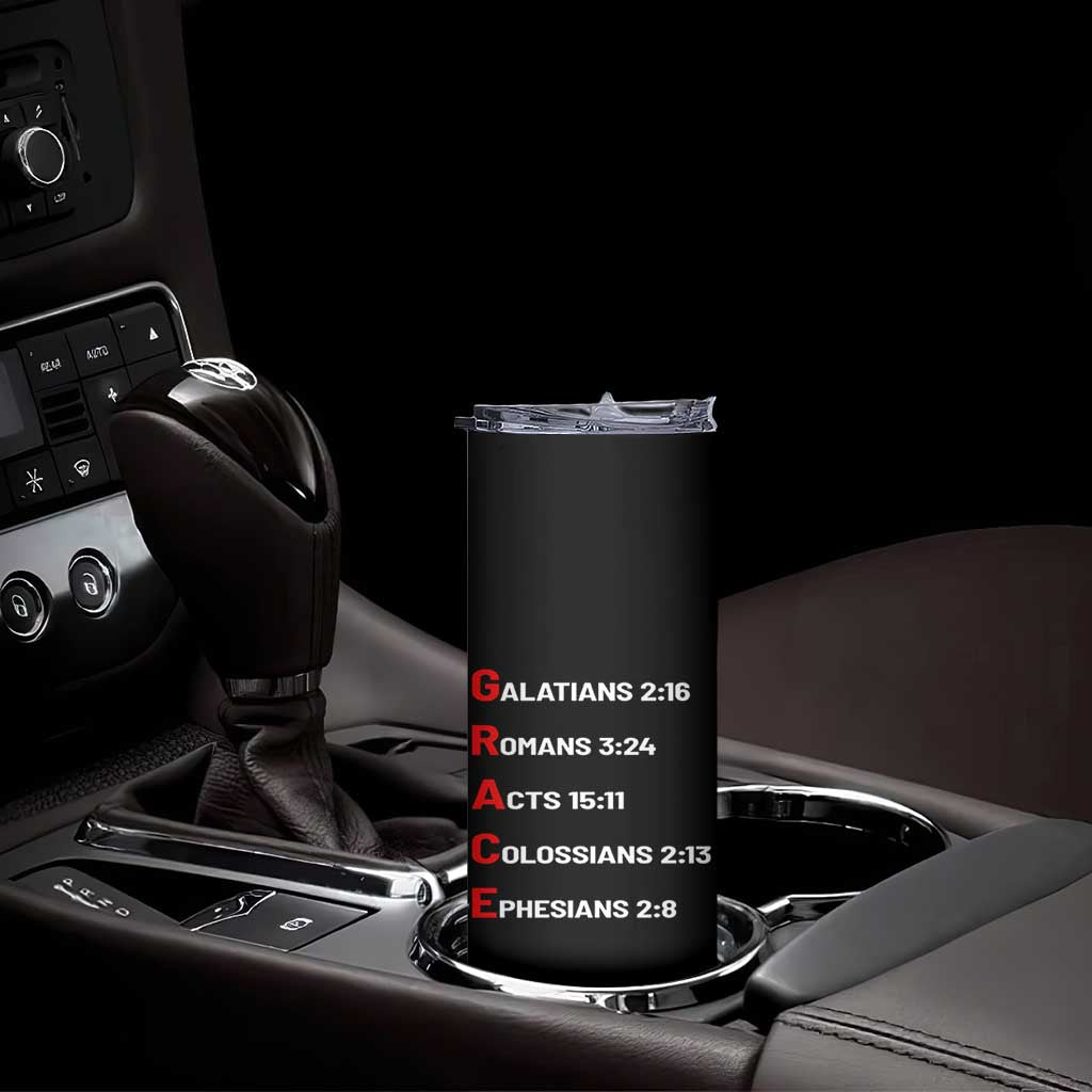 GRACE Christian Scripture Acronym Skinny Tumbler Bible Verses Galatians Romans Acts Colossians Ephesians Faith Message Gift TS02 Print Your Wear