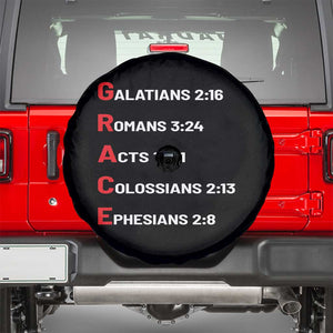 GRACE Christian Scripture Acronym Spare Tire Cover Bible Verses Galatians Romans Acts Colossians Ephesians Faith Message Gift TS02 Black Print Your Wear