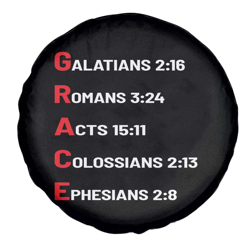 GRACE Christian Scripture Acronym Spare Tire Cover Bible Verses Galatians Romans Acts Colossians Ephesians Faith Message Gift TS02 Print Your Wear