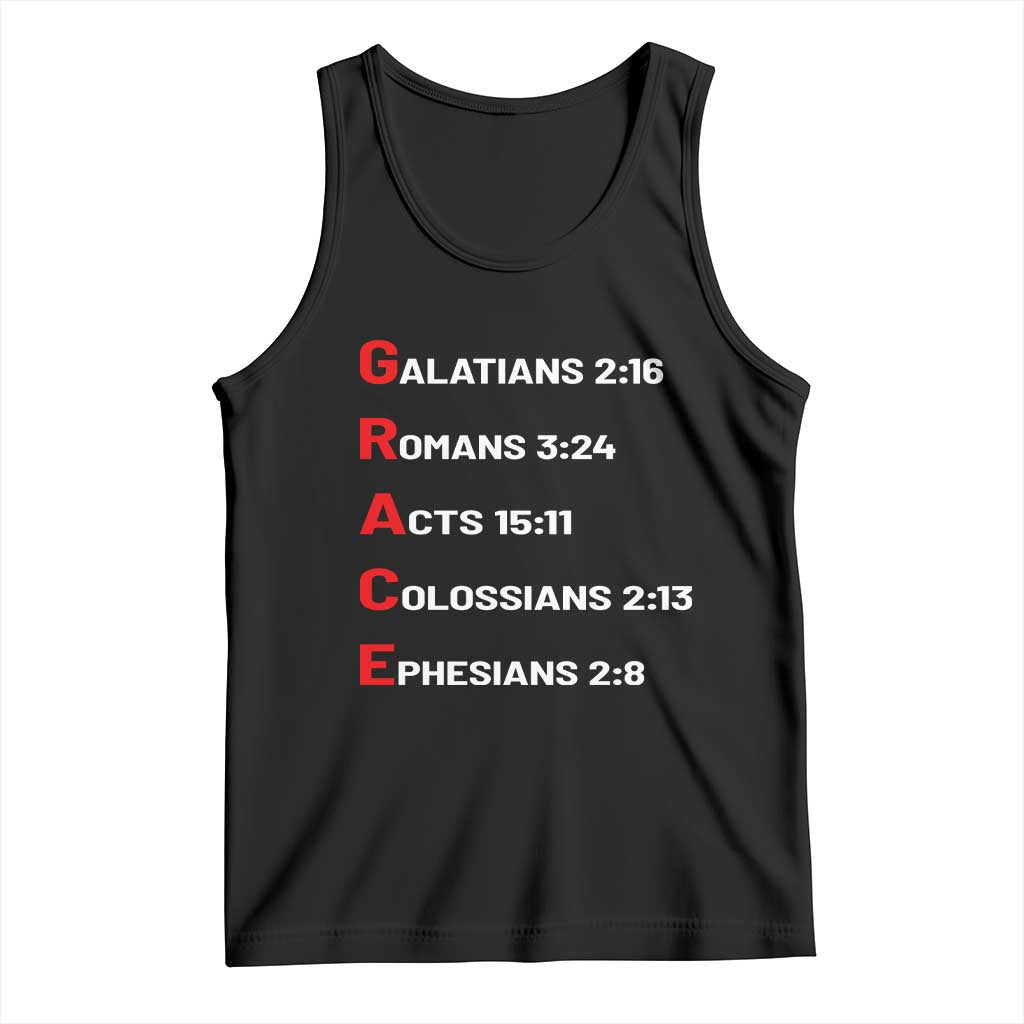 GRACE Christian Scripture Acronym Tank Top Bible Verses Galatians Romans Acts Colossians Ephesians Faith Message Gift TS02 Black Print Your Wear
