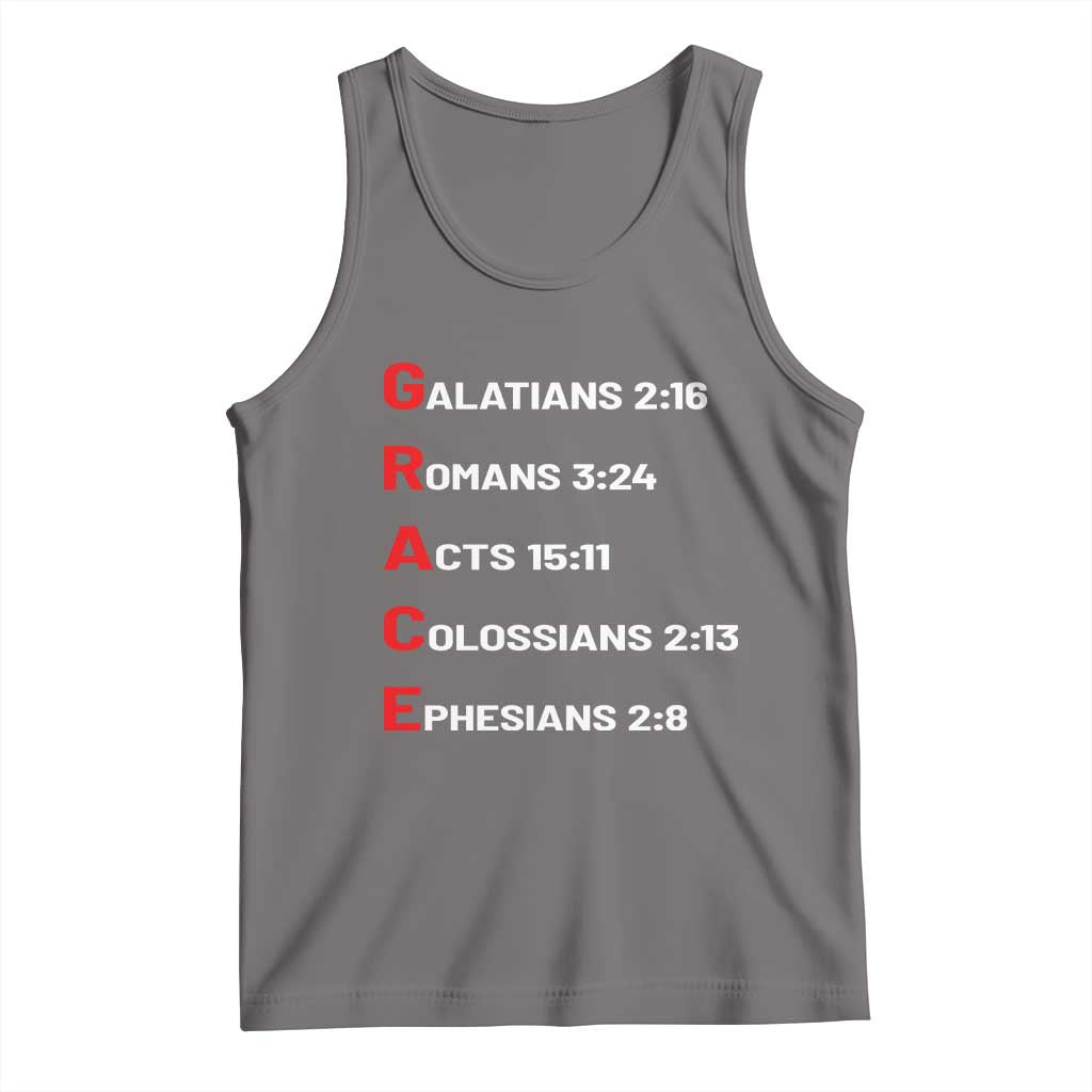 GRACE Christian Scripture Acronym Tank Top Bible Verses Galatians Romans Acts Colossians Ephesians Faith Message Gift TS02 Deep Heather Print Your Wear