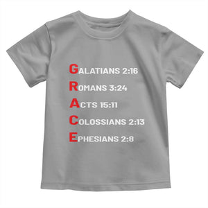 GRACE Christian Scripture Acronym Toddler T Shirt Bible Verses Galatians Romans Acts Colossians Ephesians Faith Message Gift TS02 Sport Gray Print Your Wear