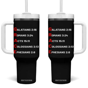 GRACE Christian Scripture Acronym Tumbler With Handle Bible Verses Galatians Romans Acts Colossians Ephesians Faith Message Gift TS02 One Size: 40 oz Black Print Your Wear