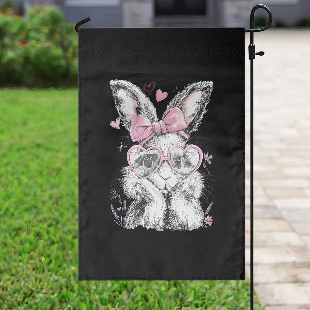 Cute Easter Bunny with Heart Glasses Pink Bow Garden Flag Adorable Rabbit Love Aesthetic Gift TS02 Print Your Wear