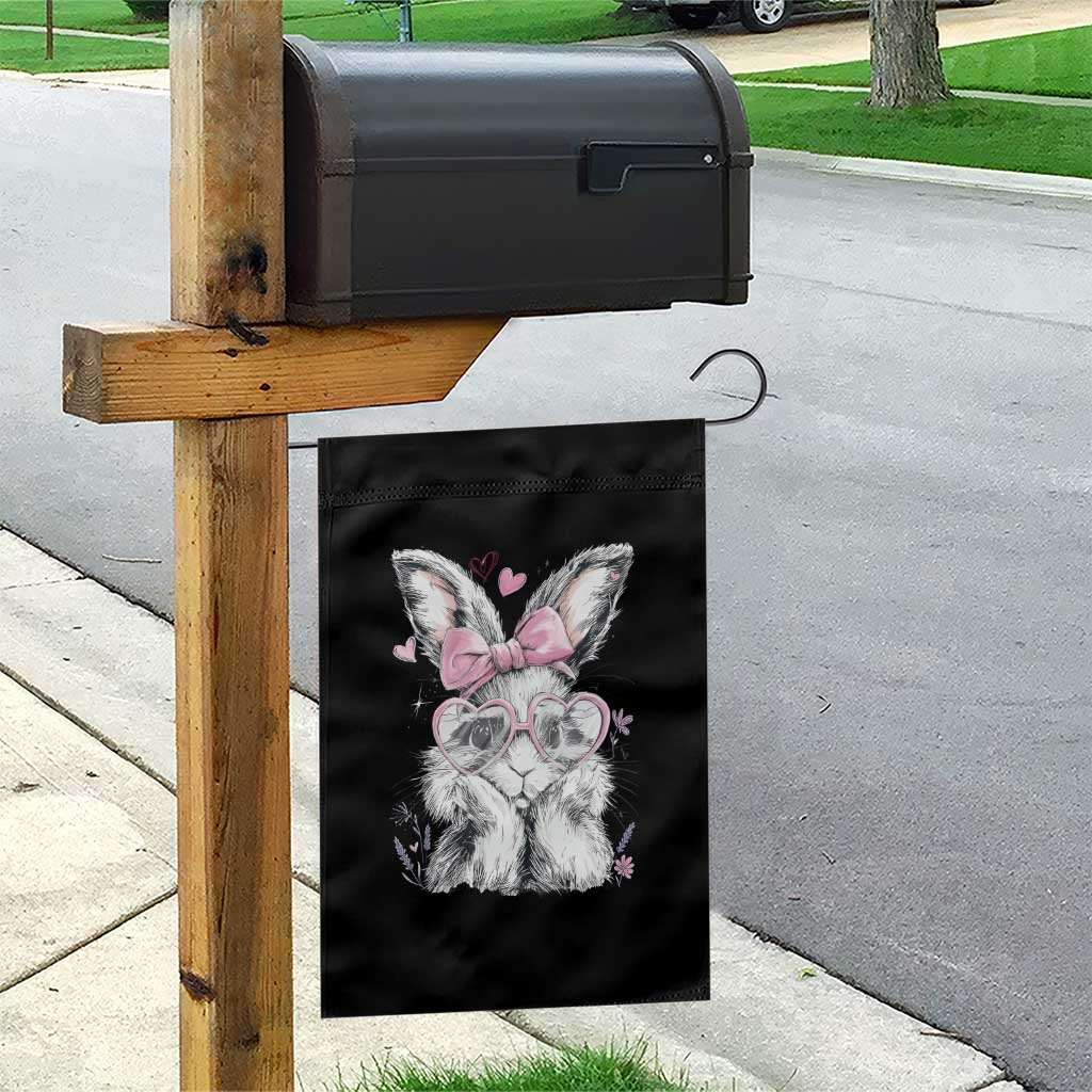 Cute Easter Bunny with Heart Glasses Pink Bow Garden Flag Adorable Rabbit Love Aesthetic Gift TS02 Print Your Wear