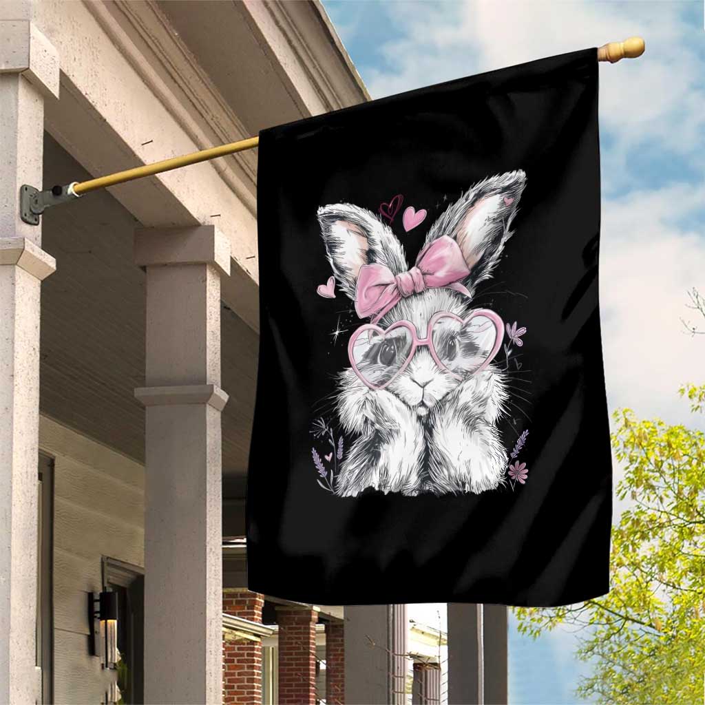 Cute Easter Bunny with Heart Glasses Pink Bow Garden Flag Adorable Rabbit Love Aesthetic Gift TS02 Print Your Wear