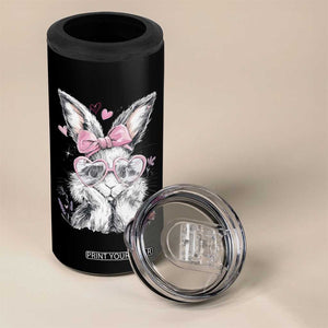 Cute Easter Bunny with Heart Glasses Pink Bow 4 in 1 Can Cooler Tumbler Adorable Rabbit Love Aesthetic Gift TS02 Print Your Wear