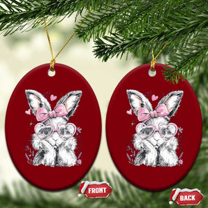 Cute Easter Bunny with Heart Glasses Pink Bow Ceramic Ornament Adorable Rabbit Love Aesthetic Gift TS02 Print Your Wear