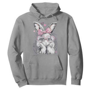 Cute Easter Bunny with Heart Glasses Pink Bow Hoodie Adorable Rabbit Love Aesthetic Gift TS02 Sport Gray Print Your Wear