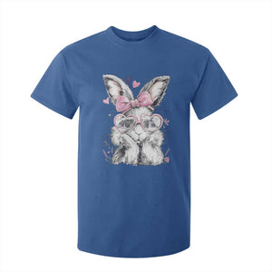 Cute Easter Bunny with Heart Glasses Pink Bow T Shirt For Kid Adorable Rabbit Love Aesthetic Gift TS02 Royal Blue Print Your Wear