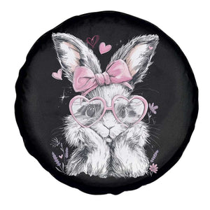 Cute Easter Bunny with Heart Glasses Pink Bow Spare Tire Cover Adorable Rabbit Love Aesthetic Gift TS02 Print Your Wear