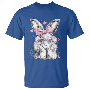 Cute Easter Bunny with Heart Glasses Pink Bow T Shirt Adorable Rabbit Love Aesthetic Gift TS02 Royal Blue Print Your Wear