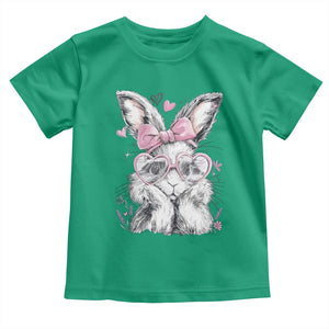 Cute Easter Bunny with Heart Glasses Pink Bow Toddler T Shirt Adorable Rabbit Love Aesthetic Gift TS02 Irish Green Print Your Wear