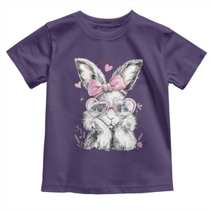Cute Easter Bunny with Heart Glasses Pink Bow Toddler T Shirt Adorable Rabbit Love Aesthetic Gift TS02 Purple Print Your Wear