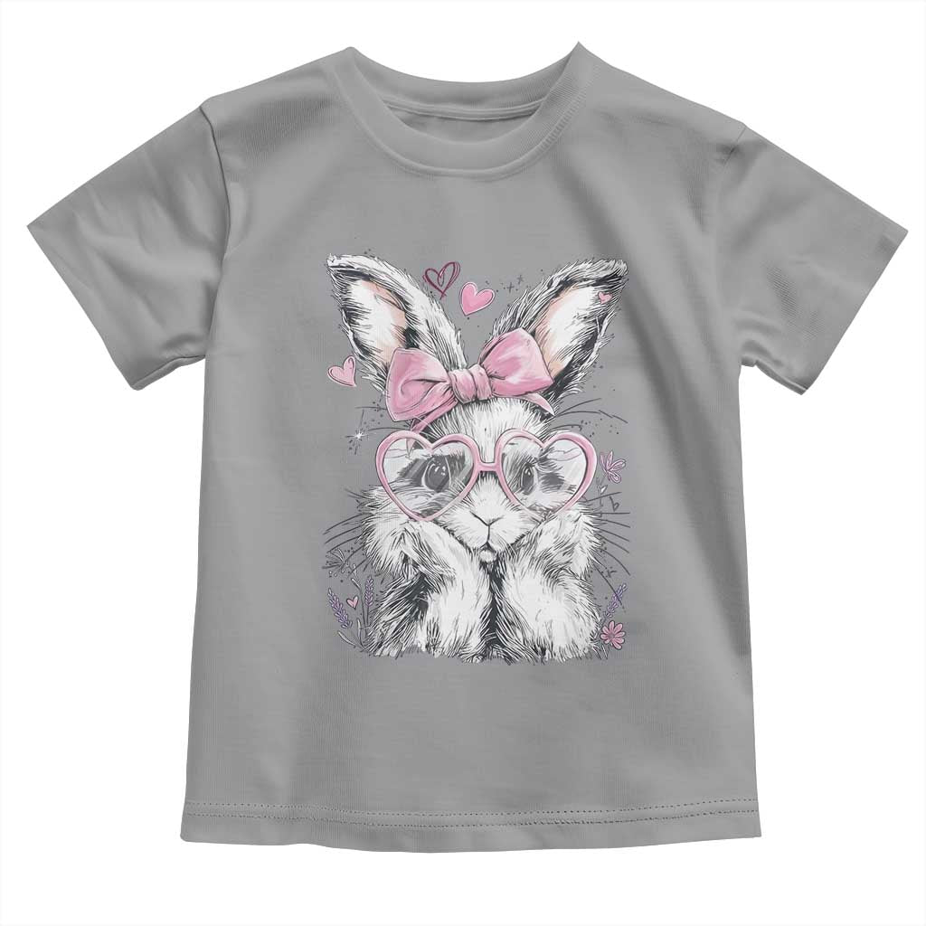 Cute Easter Bunny with Heart Glasses Pink Bow Toddler T Shirt Adorable Rabbit Love Aesthetic Gift TS02 Sport Gray Print Your Wear